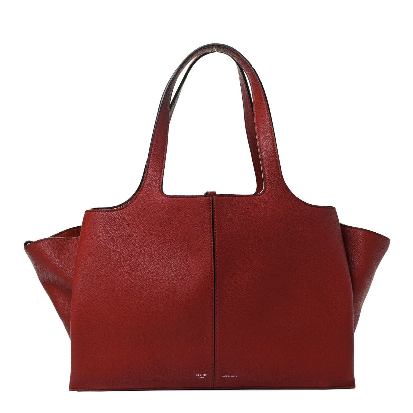 Baby Grained Calfskin Medium Tri-Fold Bag Burnt Red