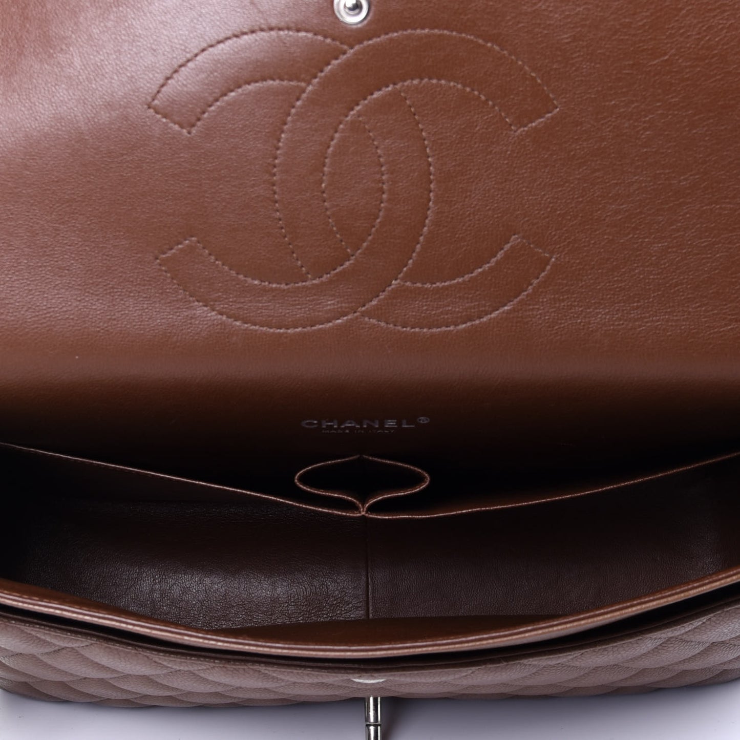 Caviar Quilted Maxi Double Flap Brown