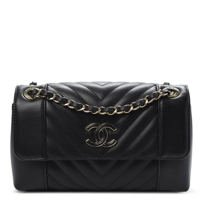 Chanel Calfskin Chevron Quilted Small Flap Black 1 of 9