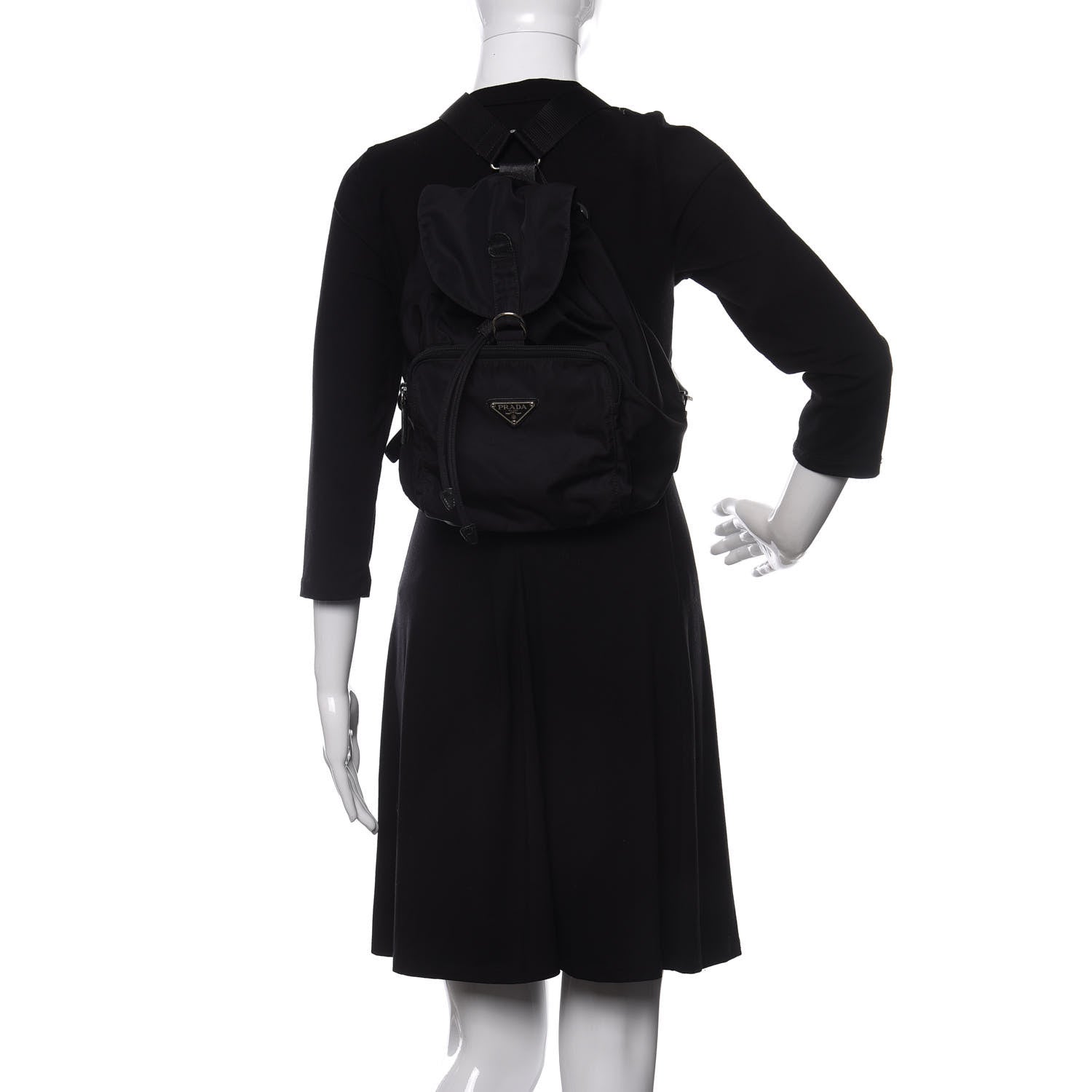 Prada Nylon Vela Mini Cinch Backpack Black 3 of 8