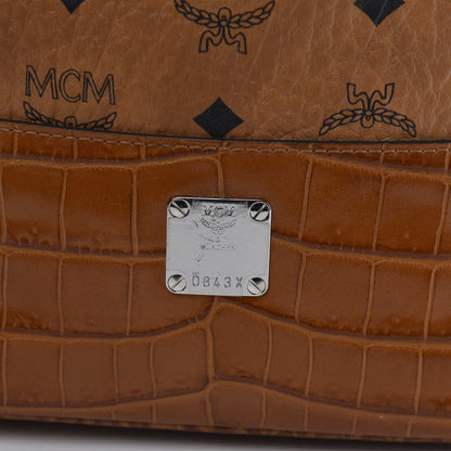 MCM Visetos Crocodile Embossed Geonautic Bucket Bag Cognac 10 of 11