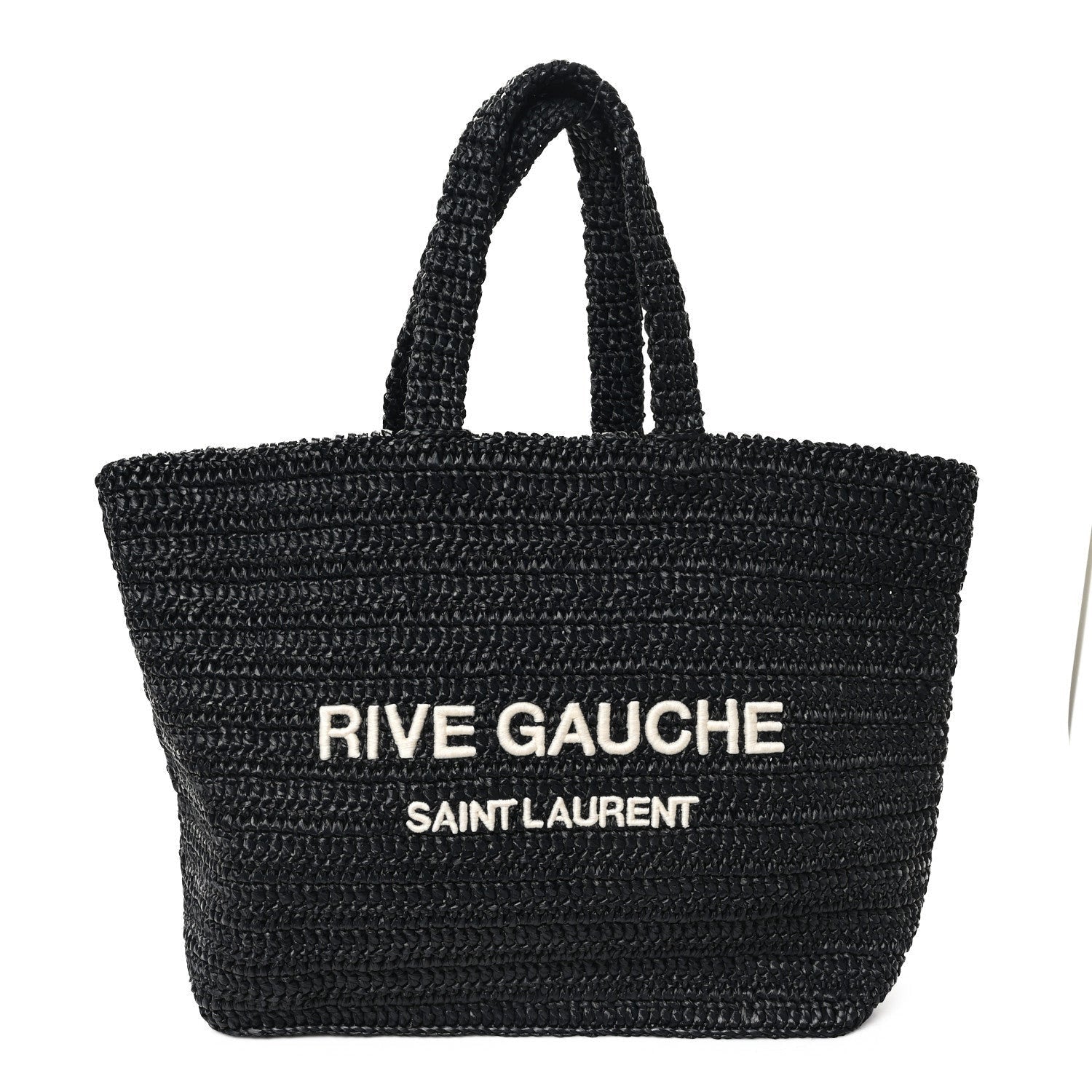 Saint Laurent Raffia Rive Gauche Tote Black 1 of 7