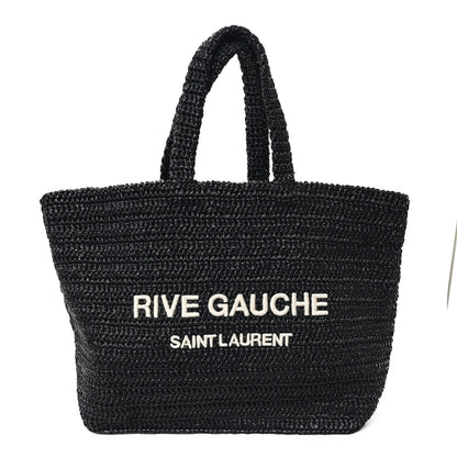 Saint Laurent Raffia Rive Gauche Tote Black 1 of 7