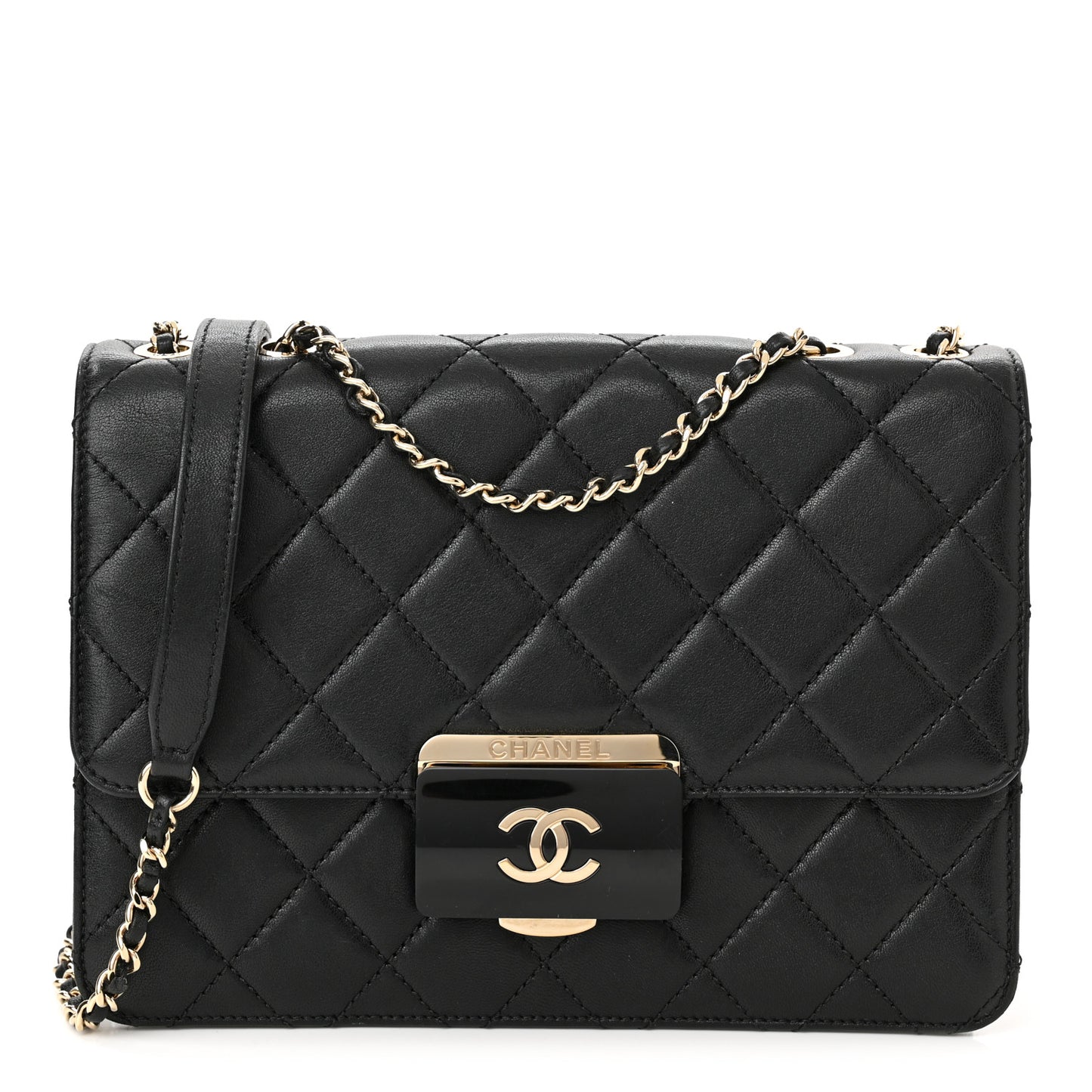 Sheepskin Quilted Beauty Lock Flap Black