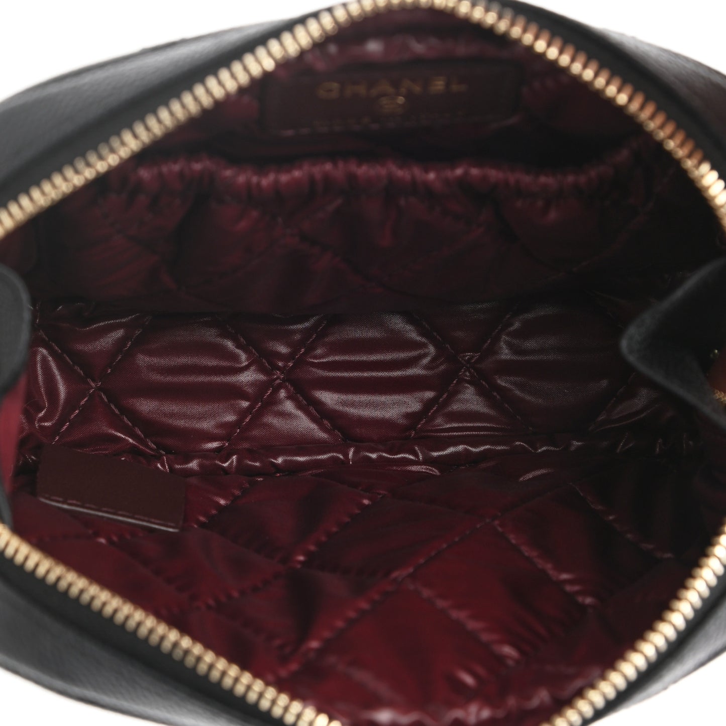 Caviar Quilted Small Curvy Pouch Cosmetic Case Black