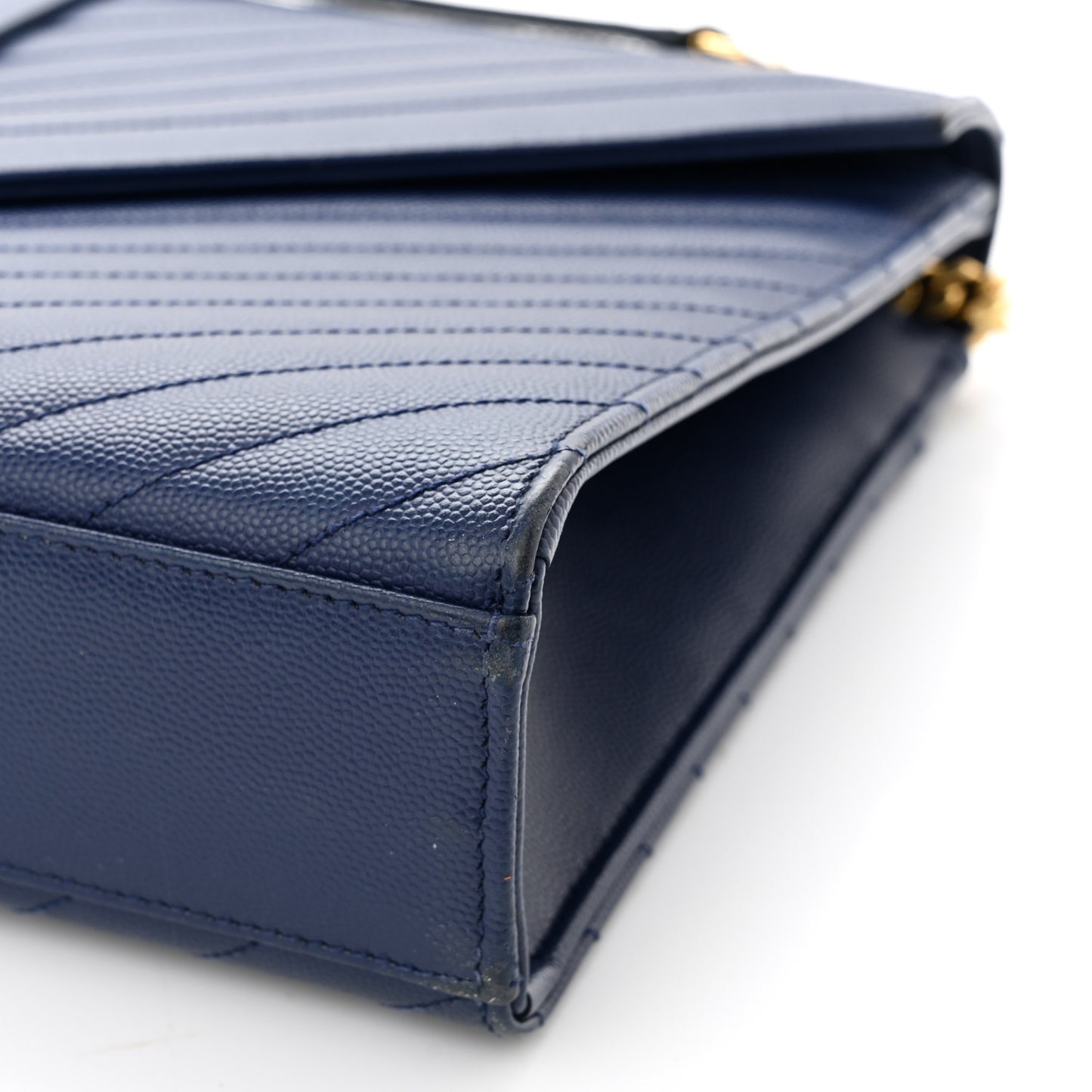 Grain De Poudre Matelasse Chevron Large Monogram Satchel Navy Blue