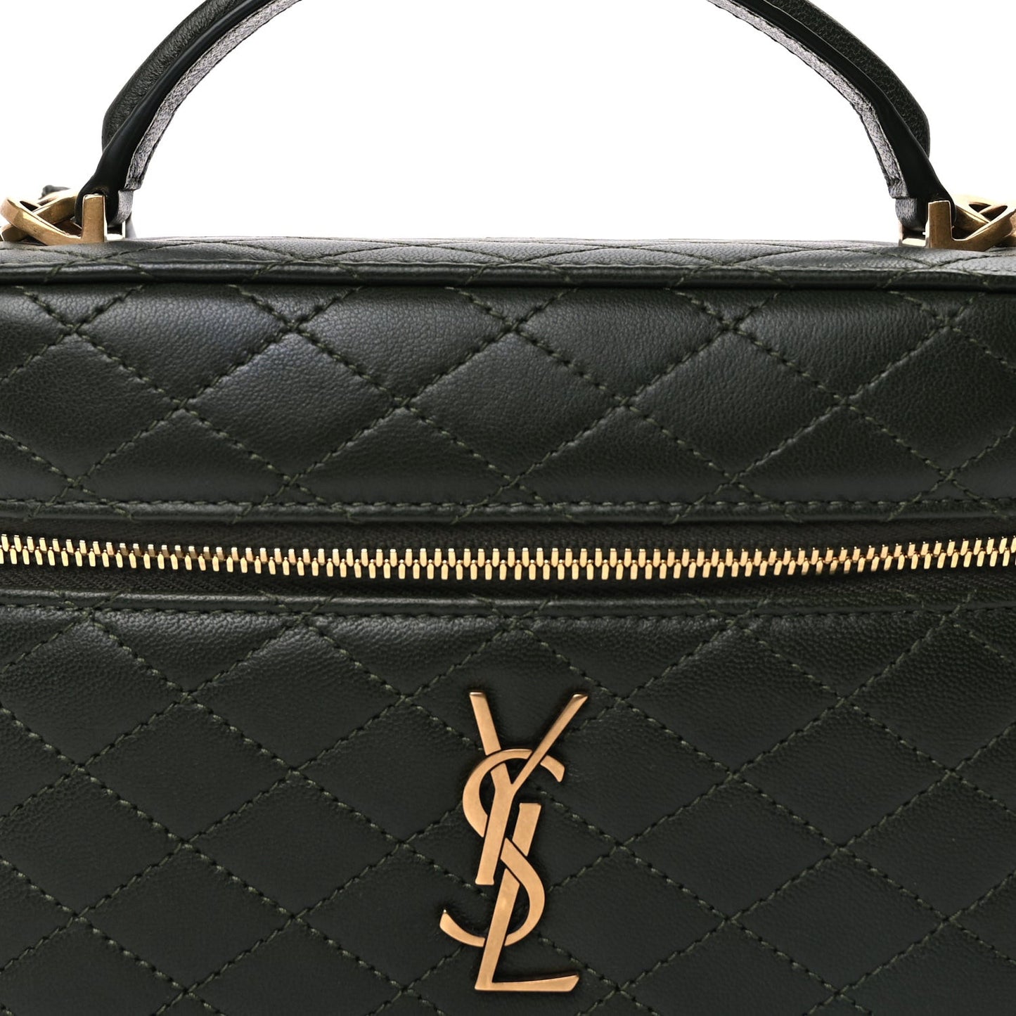 Lambskin Quilted Gaby Vanity Bag  Olive Wood