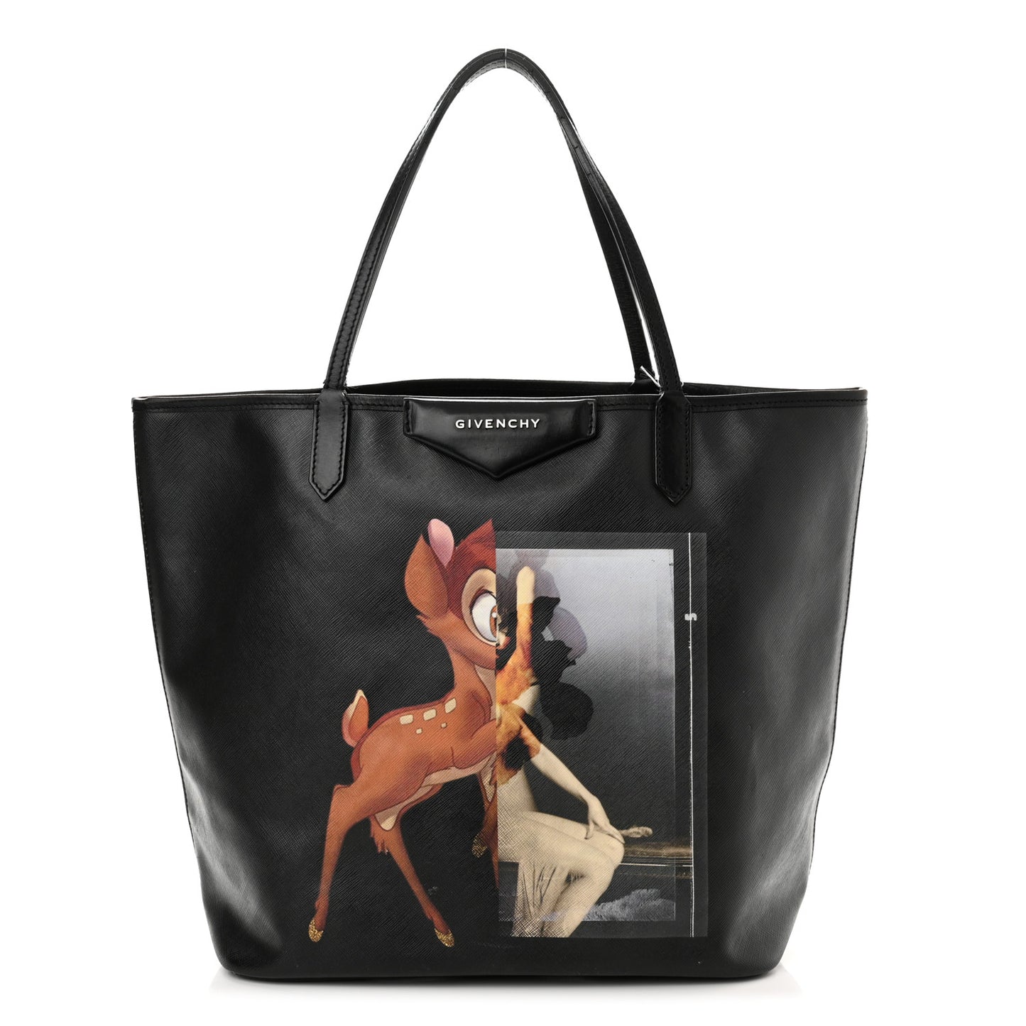 Textured Coated Canvas Bambi Print Medium Antigona Tote