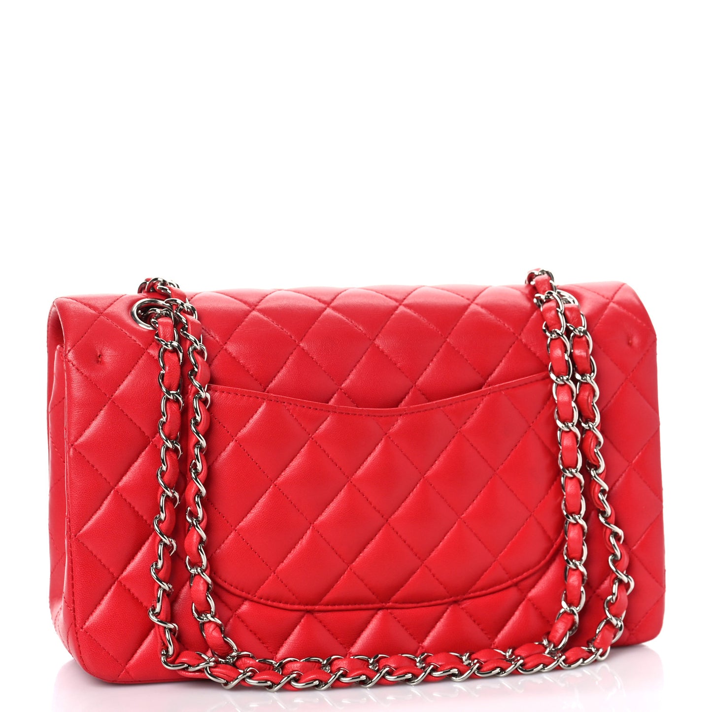 Lambskin Quilted Medium Double Flap Red
