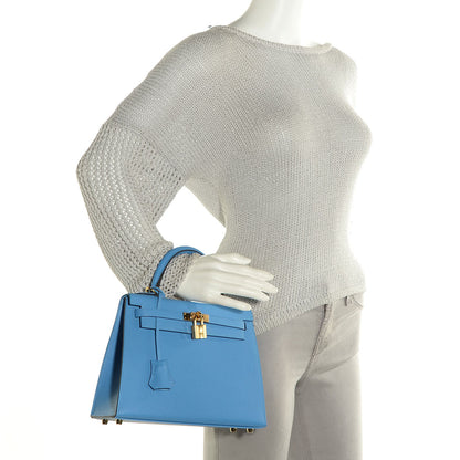 Hermes Epsom Kelly Sellier 25 Bleu Paradis 2 of 22