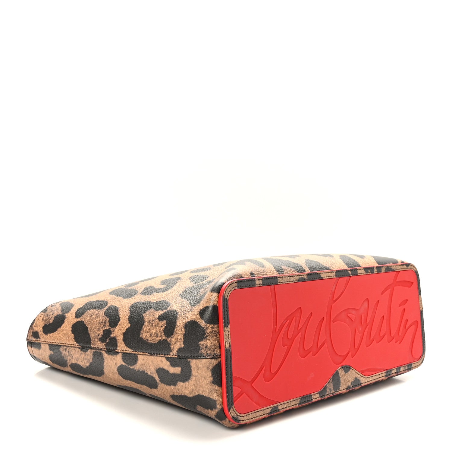 Christian Louboutin Calfskin Leopard Print Spikes East West Cabata Tote Brown 5 of 10