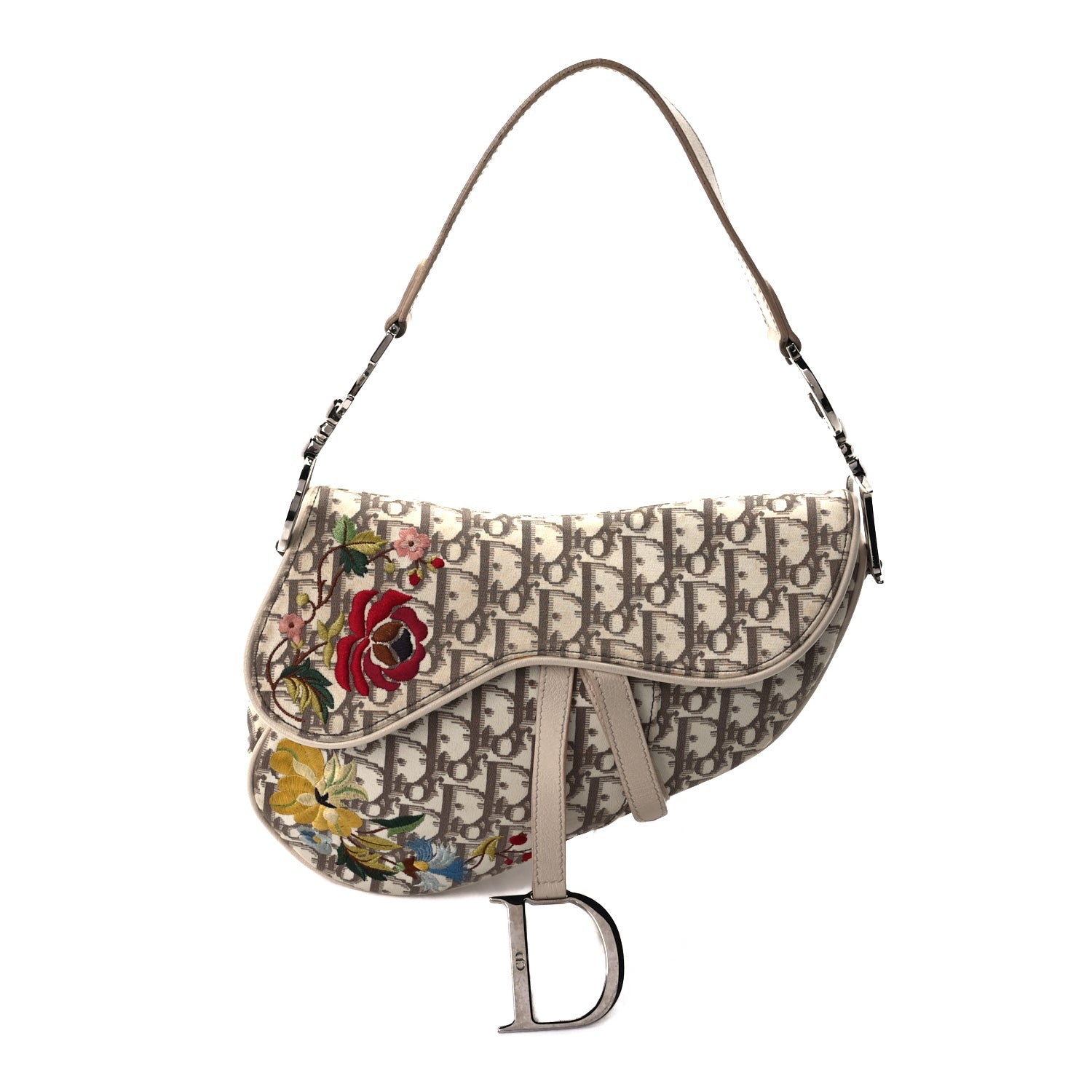 Christian Dior Monogram Vintage Flowers Saddle Bag  Beige 1 of 8