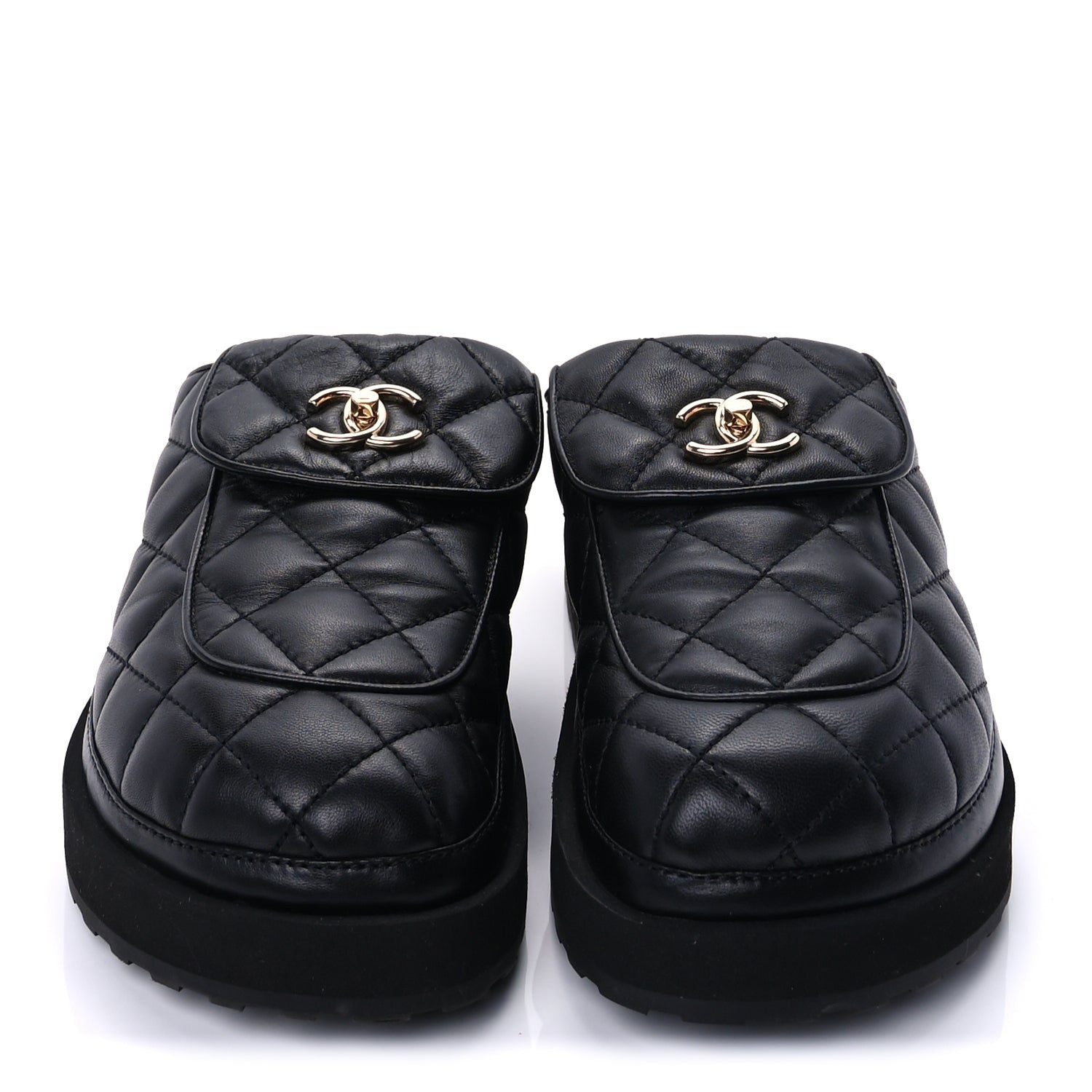 Chanel Lambskin Quilted CC Turnlock Mules 39  Black 2 of 9