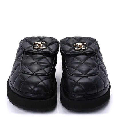 Chanel Lambskin Quilted CC Turnlock Mules 39  Black 2 of 9
