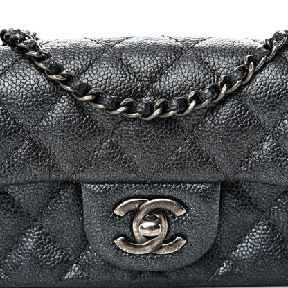 Chanel Metallic Caviar Quilted Extra Mini Flap Dark Grey 8 of 11