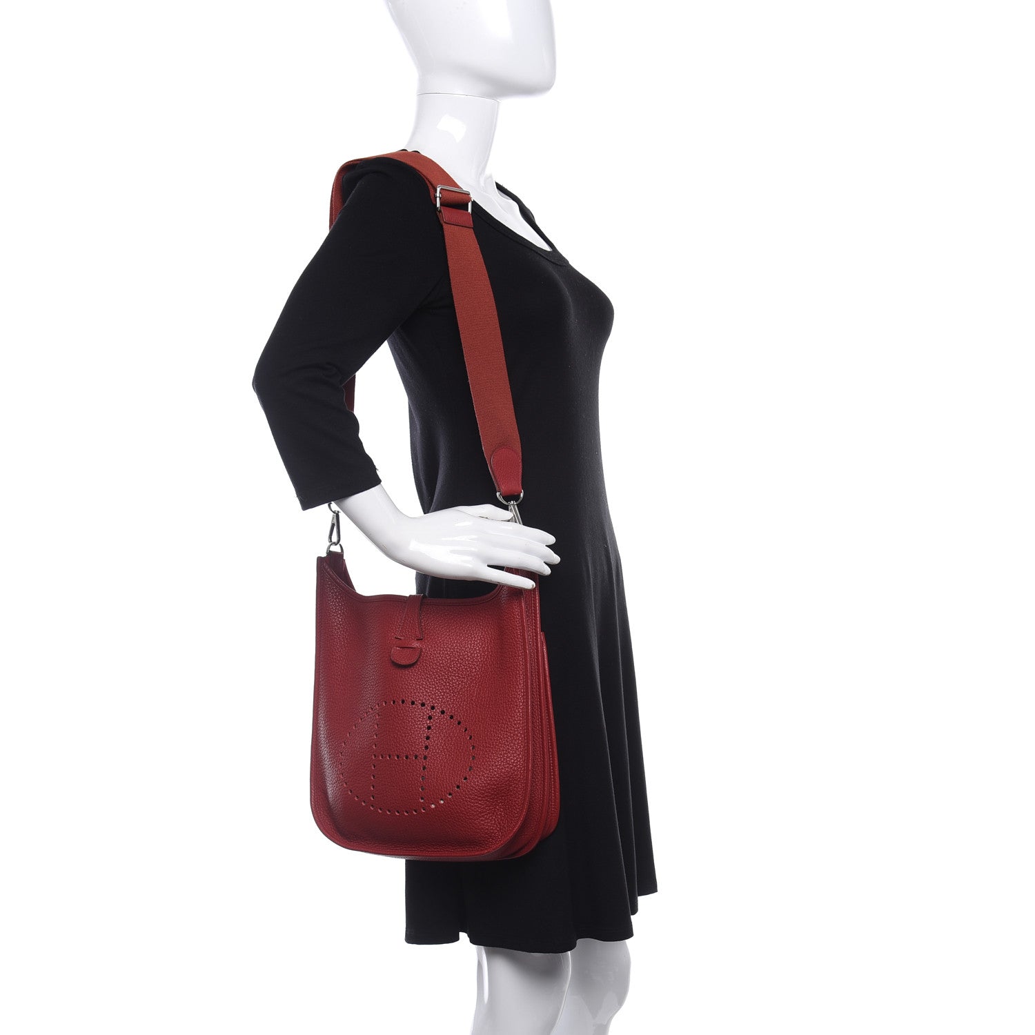 Hermes Taurillon Clemence Evelyne III PM Rouge Garance 3 of 9