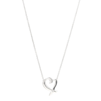 Tiffany Sterling Silver Diamond Paloma Picasso Loving Heart Necklace 1 of 5
