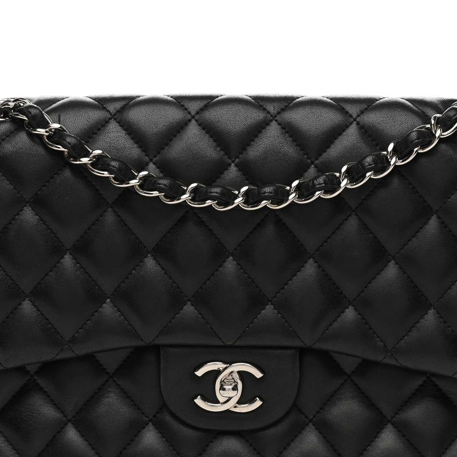 Chanel Lambskin Quilted Jumbo Double Flap Black 8 of 12