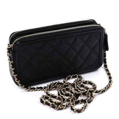 Chanel Caviar Quilted CC Filigree Clutch With Chain Black 2 of 8