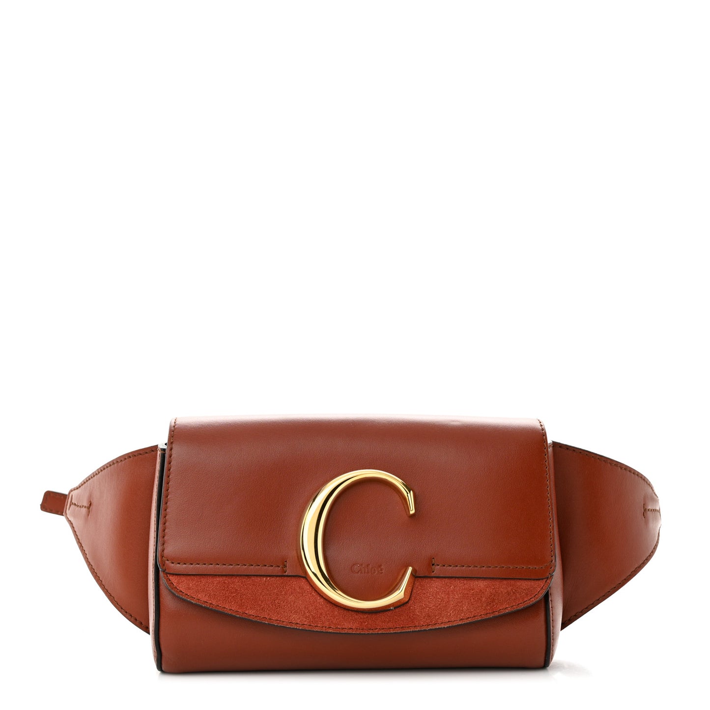 Calfskin Suede C Belt Bag Sepia Brown