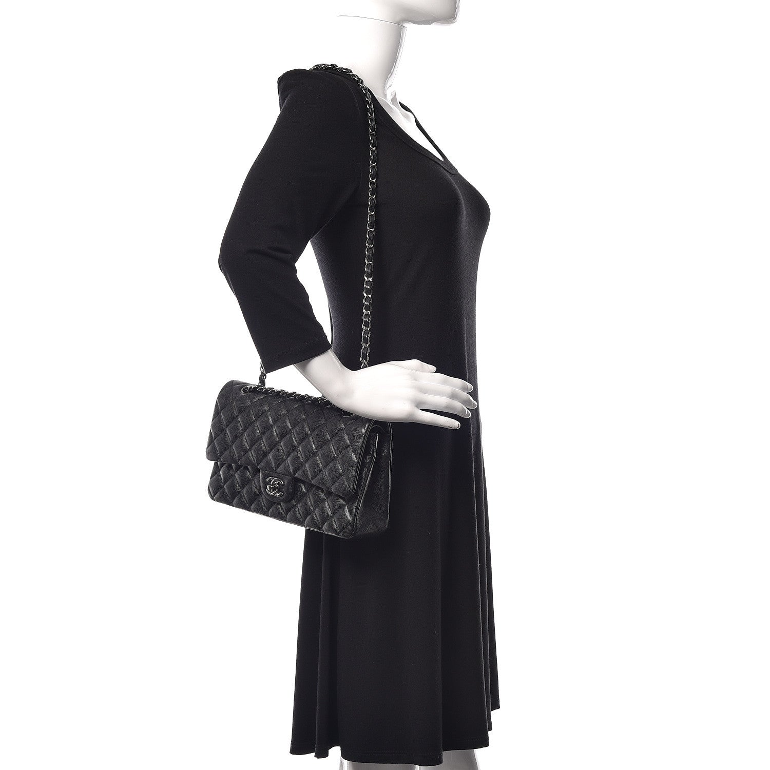 Chanel Iridescent Caviar Quilted Medium Double Flap Black 2 of 13