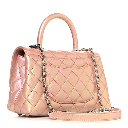 Chanel Iridescent Caviar Quilted Mini Coco Handle Flap Pink 3 of 11