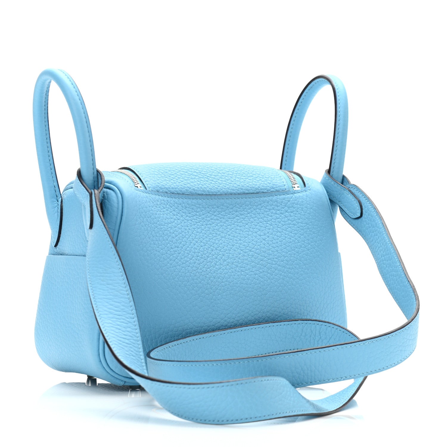 Hermes Taurillon Clemence Mini Lindy 20 Bleu Du Nord 3 of 10
