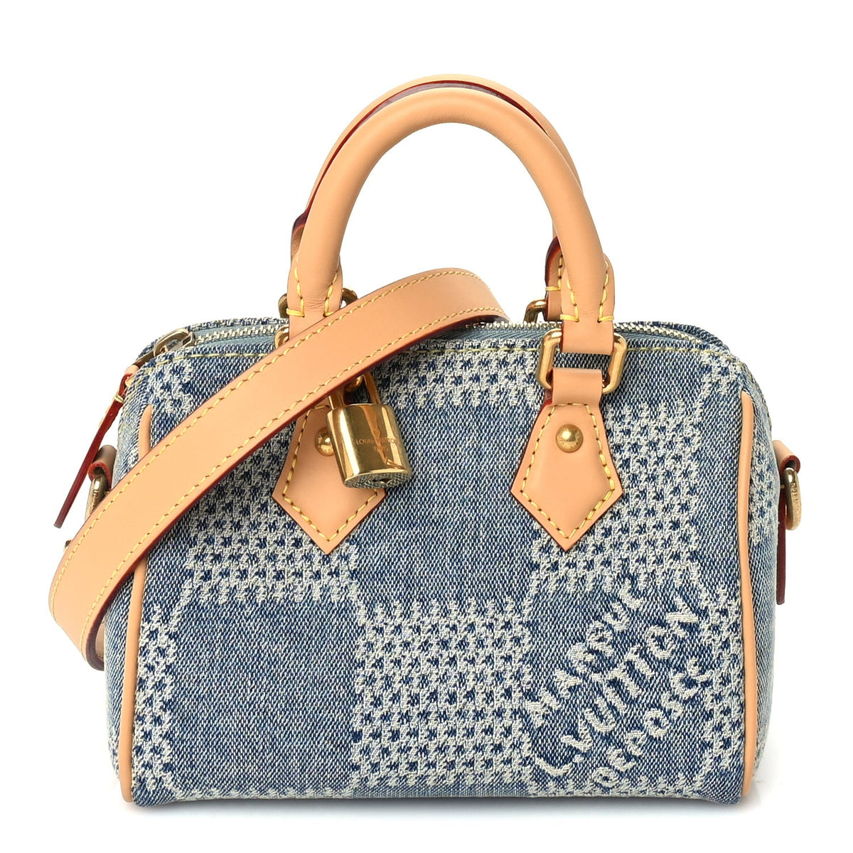 Louis Vuitton Damier Denim 3D Speedy Bandouliere 18 Bleu 1 of 8