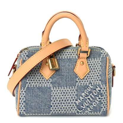 Louis Vuitton Damier Denim 3D Speedy Bandouliere 18 Bleu 1 of 8