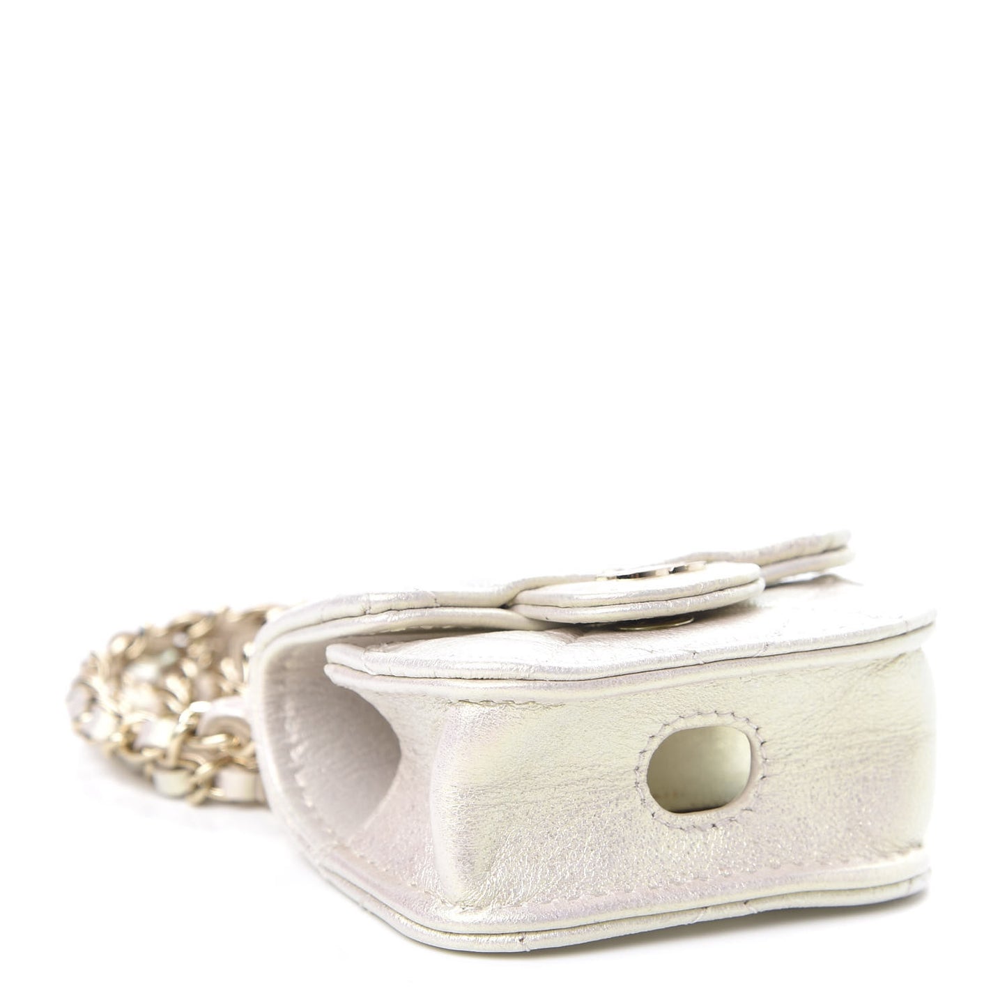 Iridescent Lambskin Quilted Airpods Pro Case Ivory