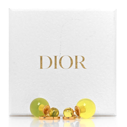 Christian Dior Metal Resin CD Tribales Earrings Translucent Green 5 of 5