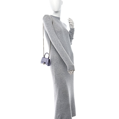 Balenciaga Metallic Calfskin Crocodile Embossed Hourglass Top Handle Bag Mini with Chain Lilac 2 of 8