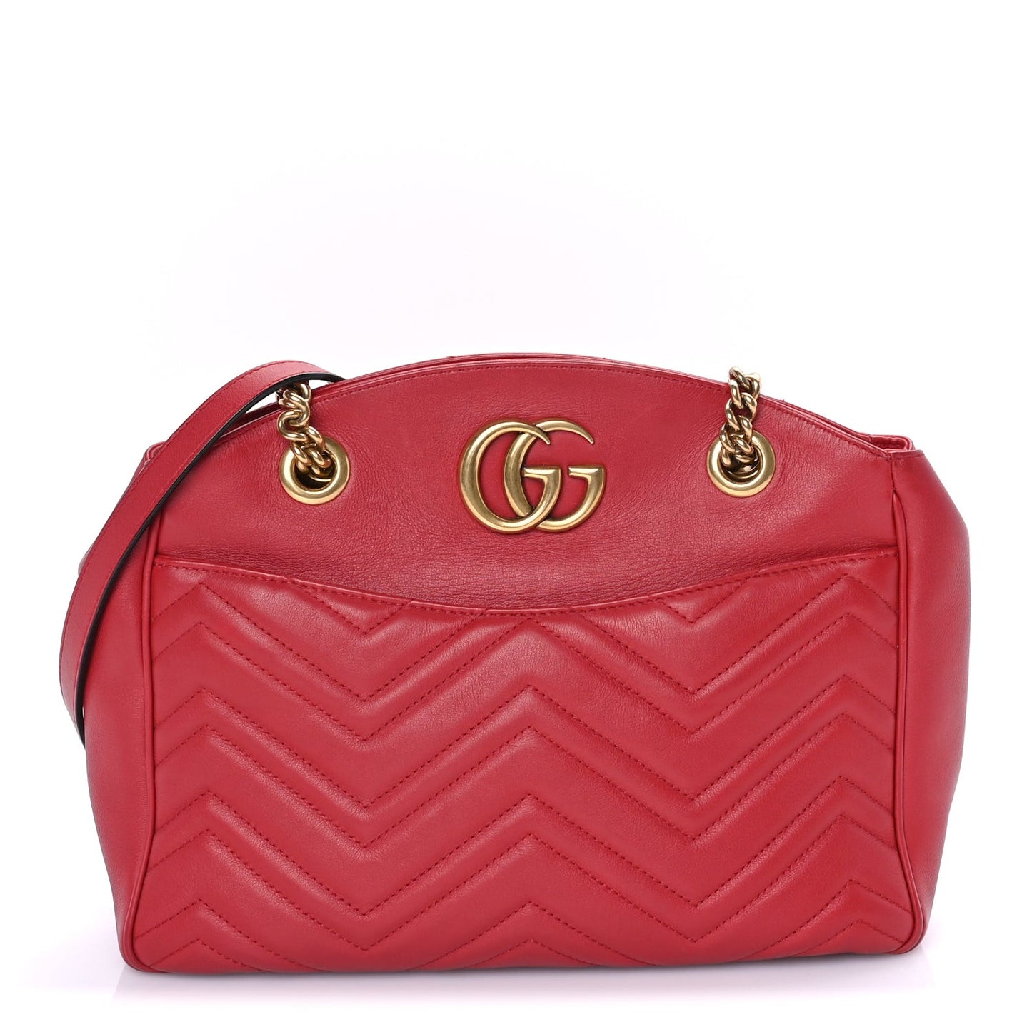 Calfskin Matelasse Medium GG Marmont Shoulder Bag Hibiscus Red