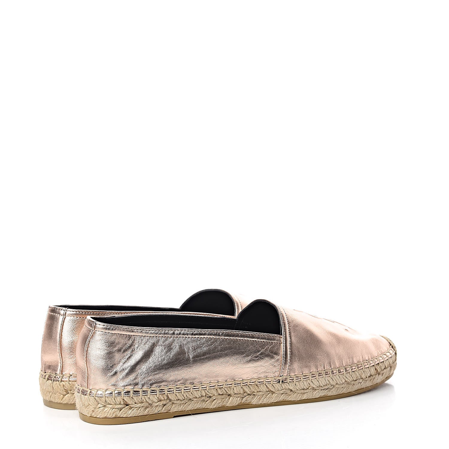 Saint Laurent Metallic Lambskin Monogram Espadrilles 39 Blush 4 of 8