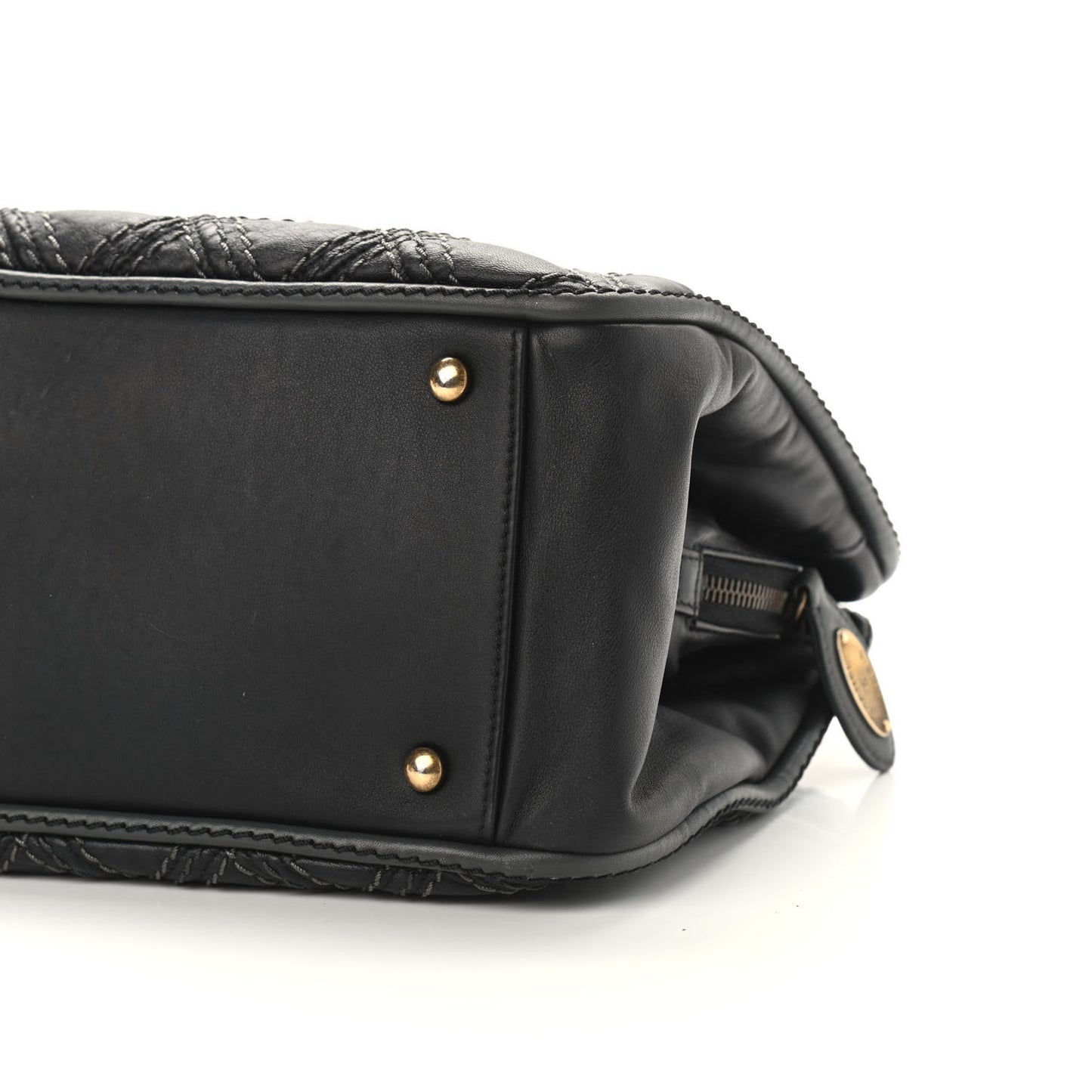 Calfskin Quilted Stitch Triptych Tote Black