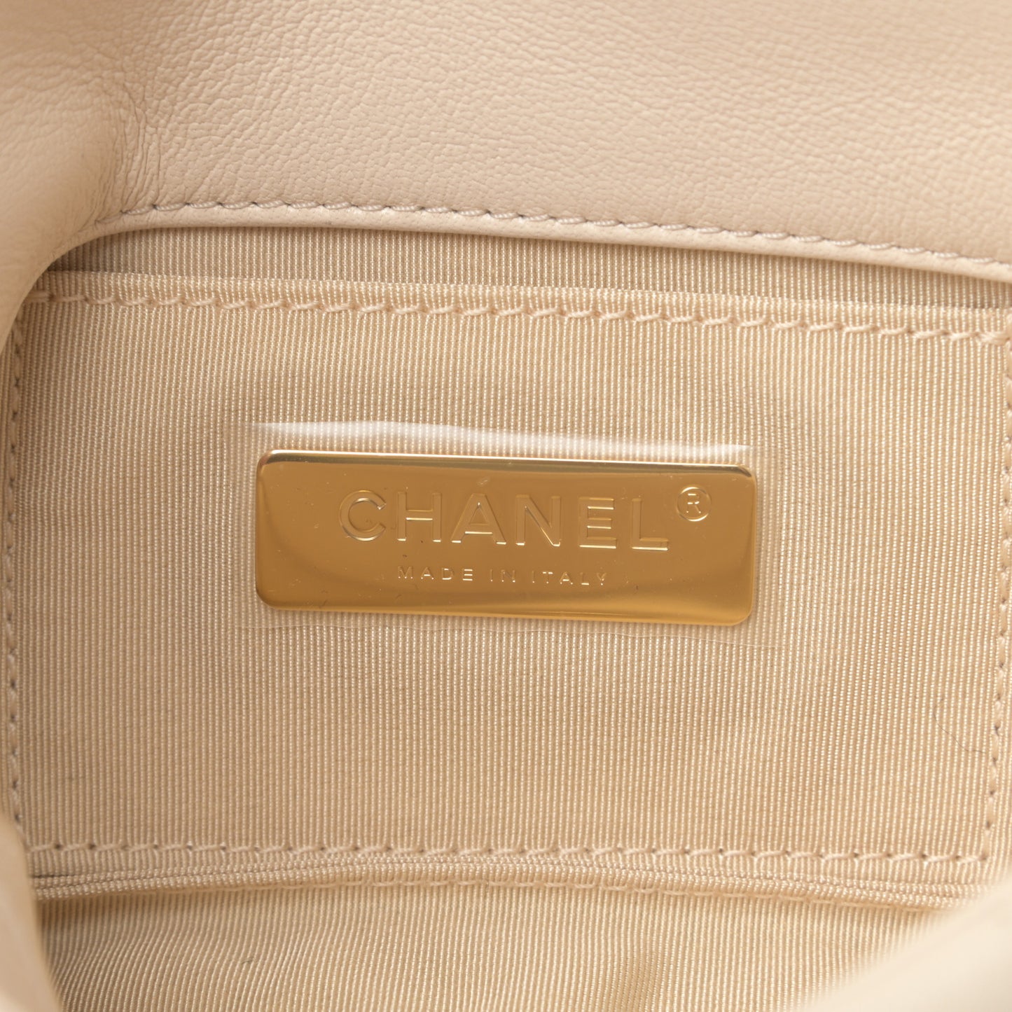 Lambskin Quilted Chanel 19 Waist Bag Light Beige