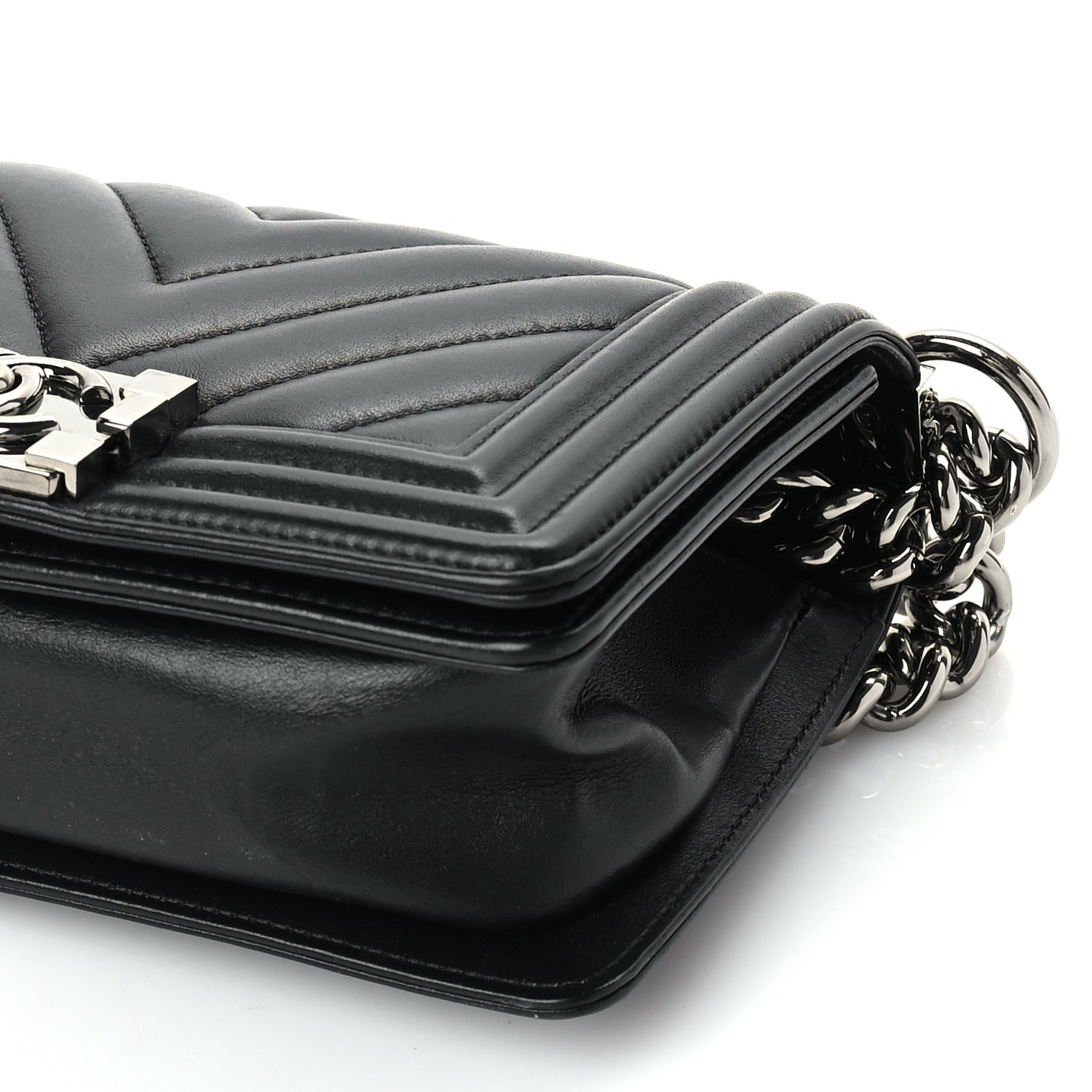Chanel Lambskin Chevron Quilted Small Boy Flap  Black 9 of 9