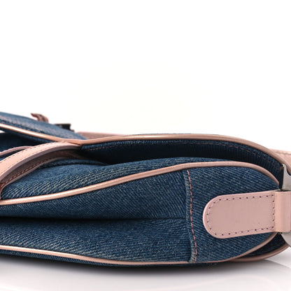 Christian Dior Patent Denim Jeans Saddle Bag Blue Pink 9 of 9