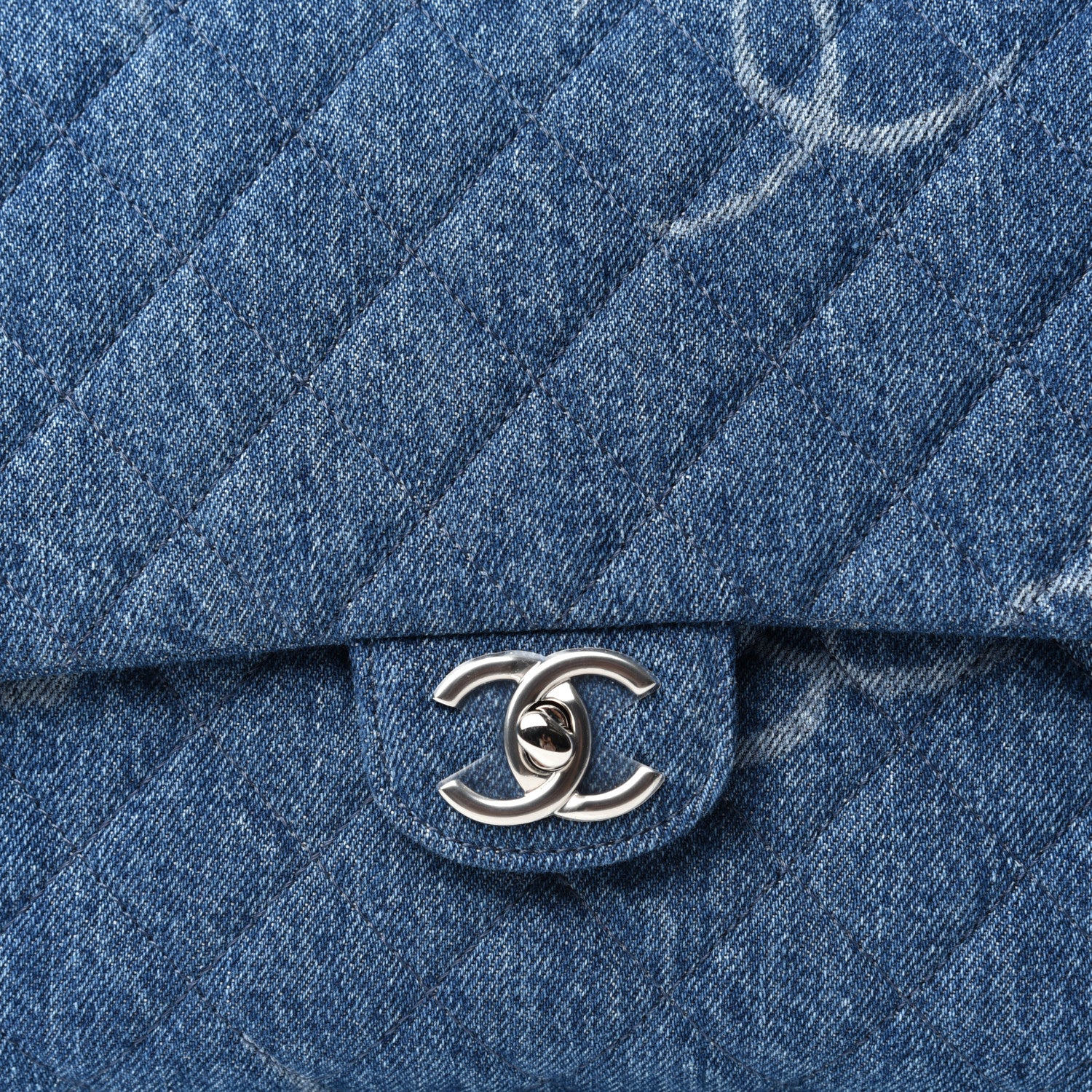 Chanel Denim Quilted CC Print Jumbo Single Flap Blue 10 of 10