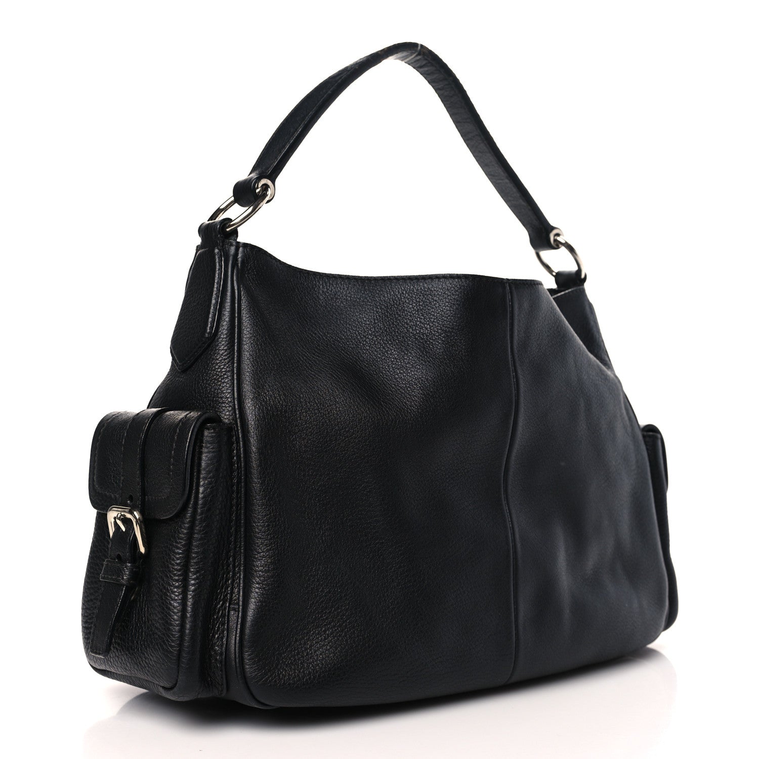 Prada Vitello Daino Side Pocket Tote Black 3 of 11