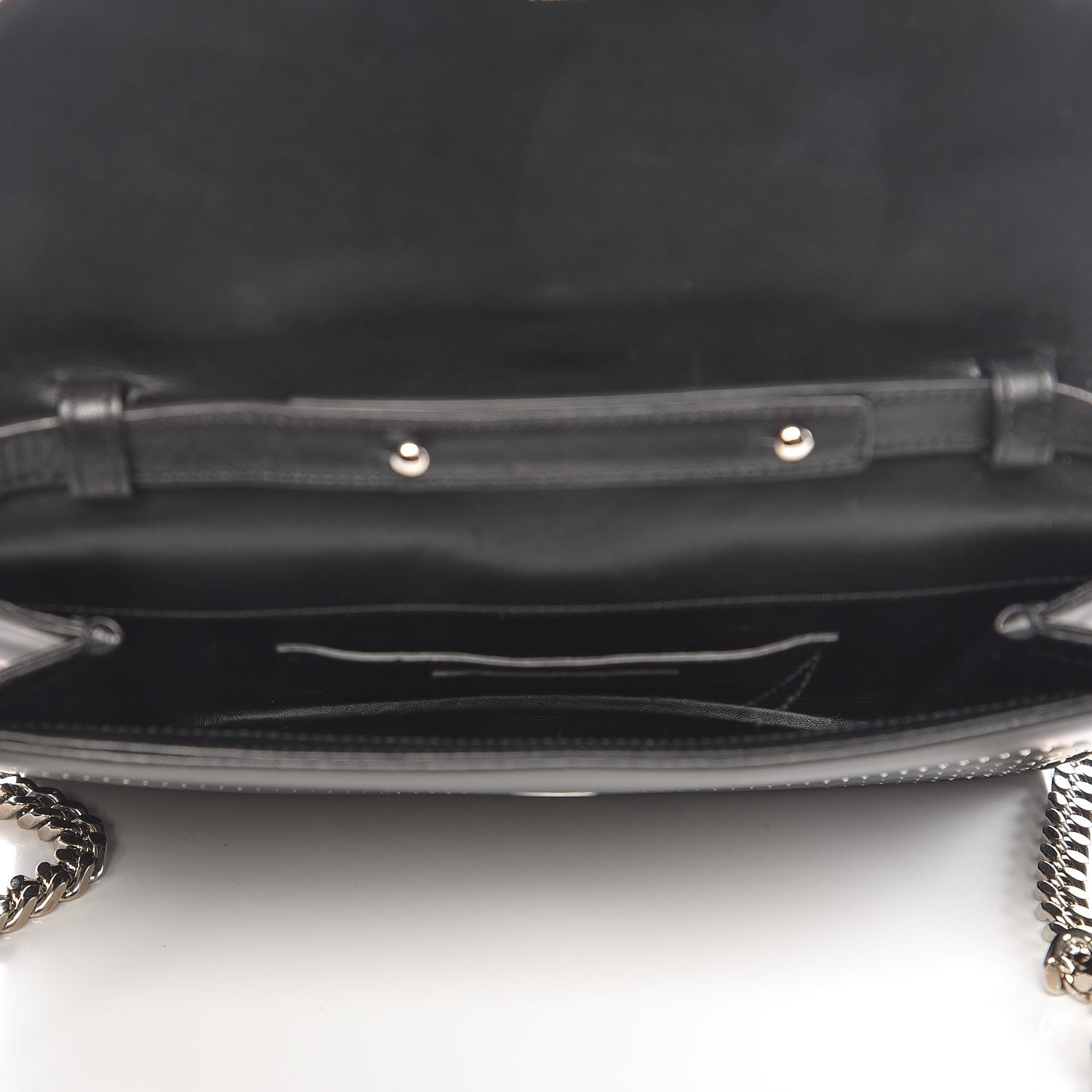 Saint Laurent Lambskin Matelasse Chevron Studded Medium Monogram Satchel Black 5 of 11