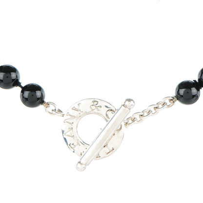Tiffany Sterling Silver Black Onyx Bead Toggle Necklace 3 of 5