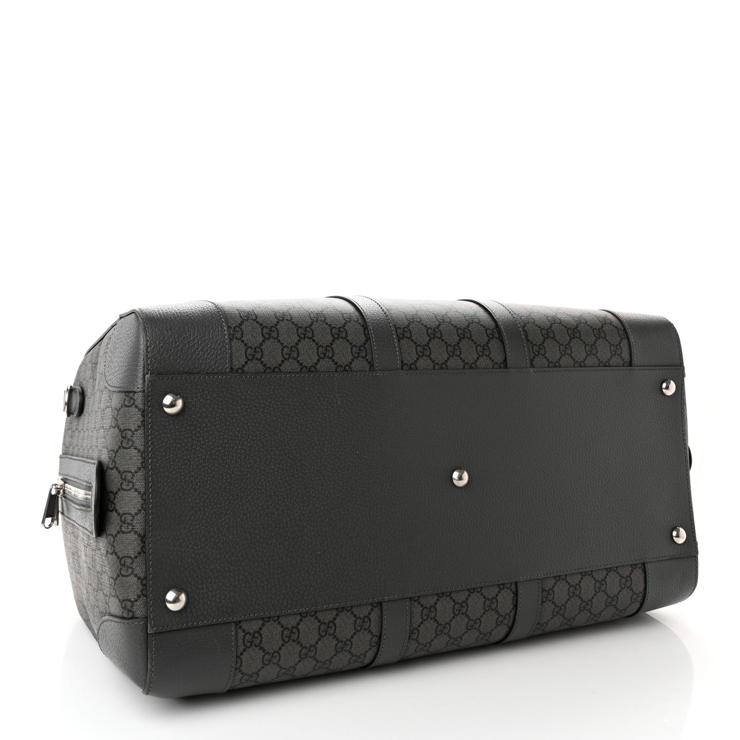 GG Supreme Monogram Textured Dollar Calfskin Large Savoy Duffle Bag Grey Black Graphite Grey