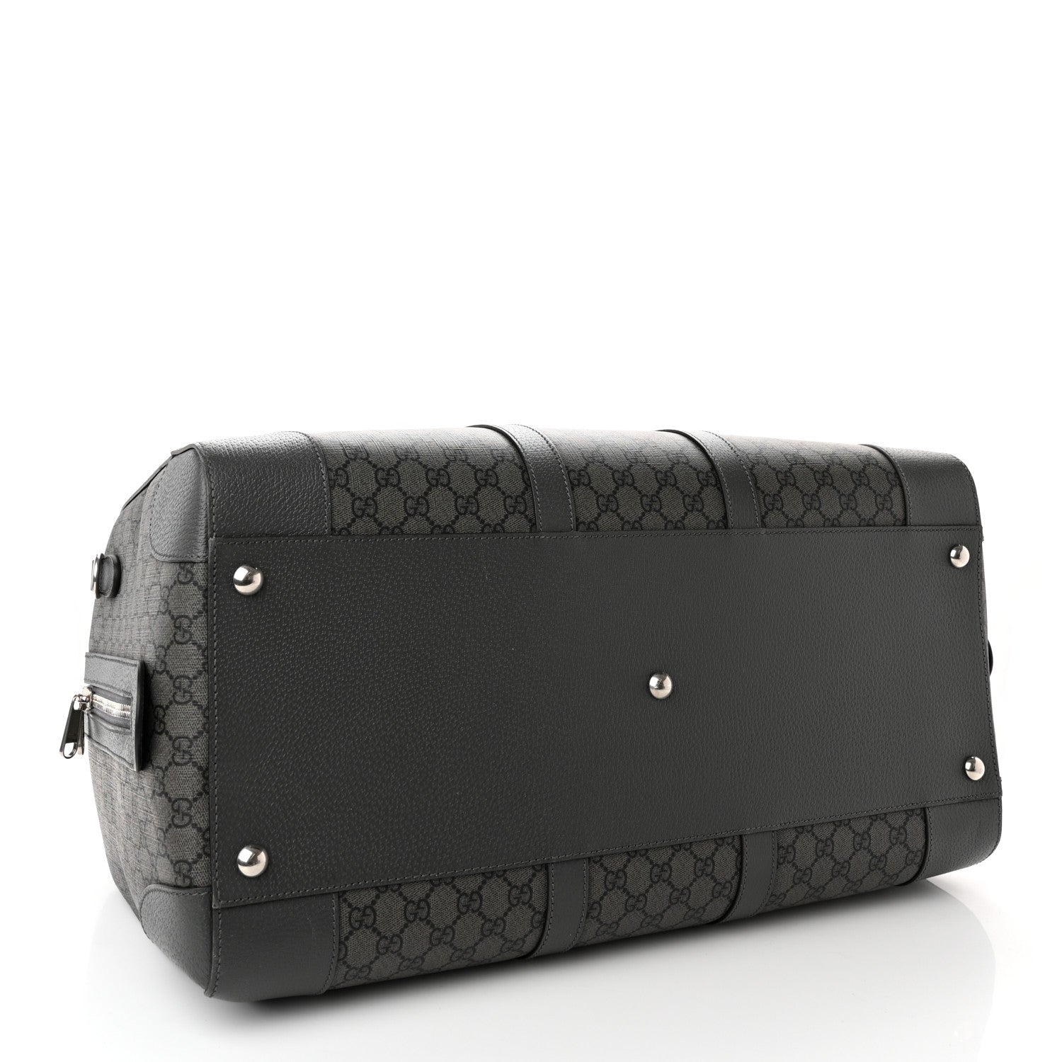 Gucci GG Supreme Monogram Textured Dollar Calfskin Large Savoy Duffle Bag Grey Black Graphite Grey 3 of 15