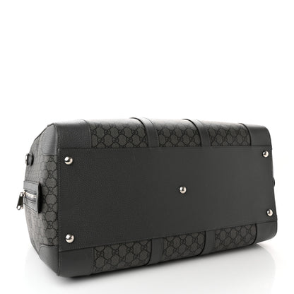 Gucci GG Supreme Monogram Textured Dollar Calfskin Large Savoy Duffle Bag Grey Black Graphite Grey 3 of 15
