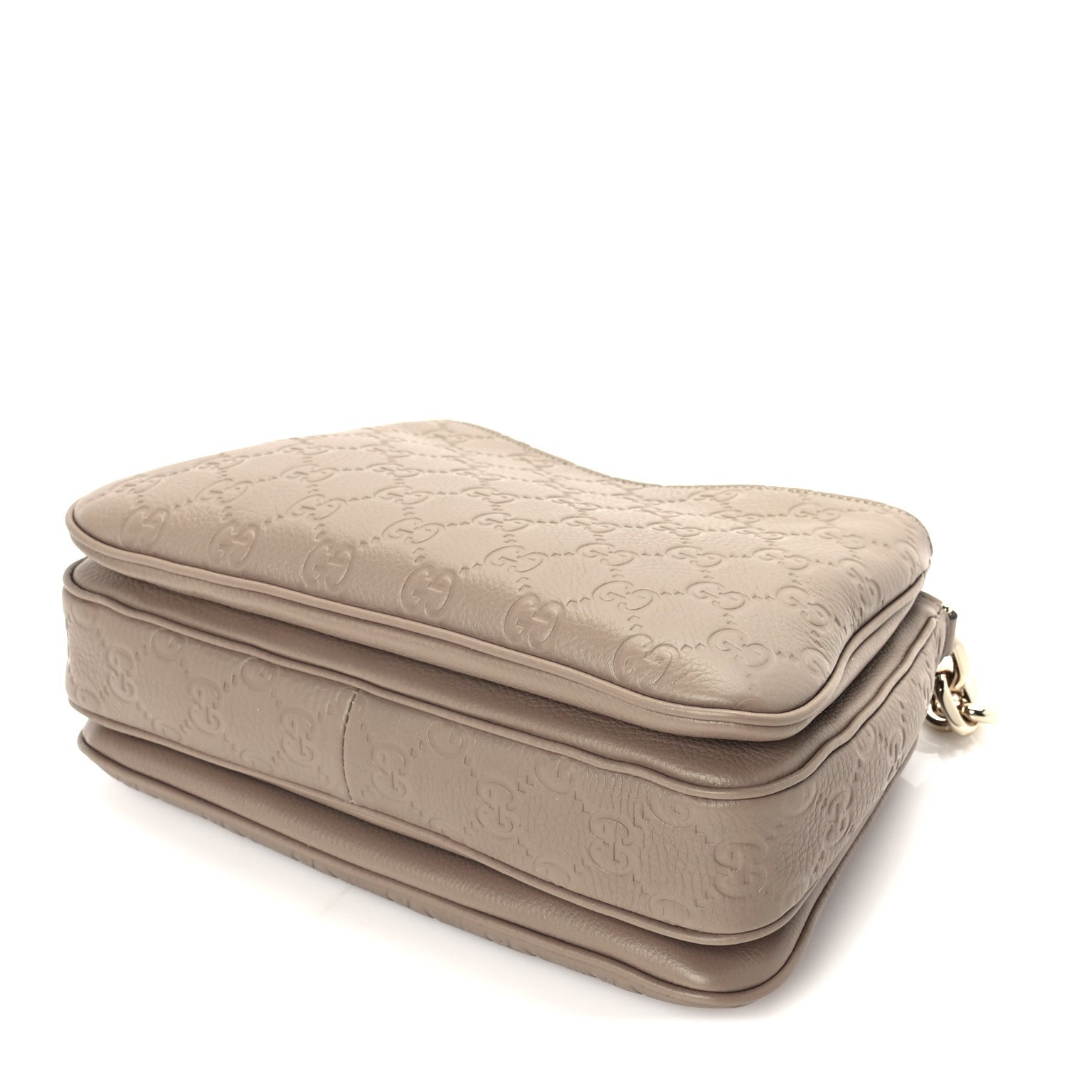 Gucci GG Grainy Calfskin Emblem Shoulder Bag  Taupe 8 of 8