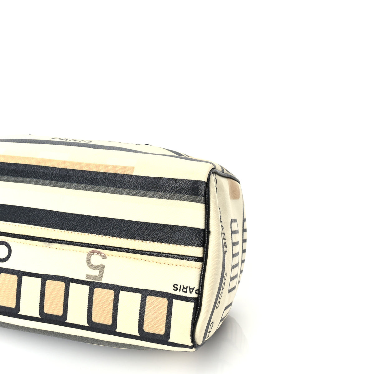 Chanel Coated Canvas Le Train Boston Bag Black 9 of 9