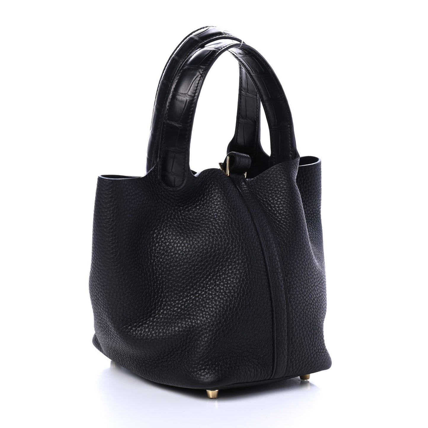 Taurillon Clemence Matte Alligator Picotin Lock Touch 18 PM Black