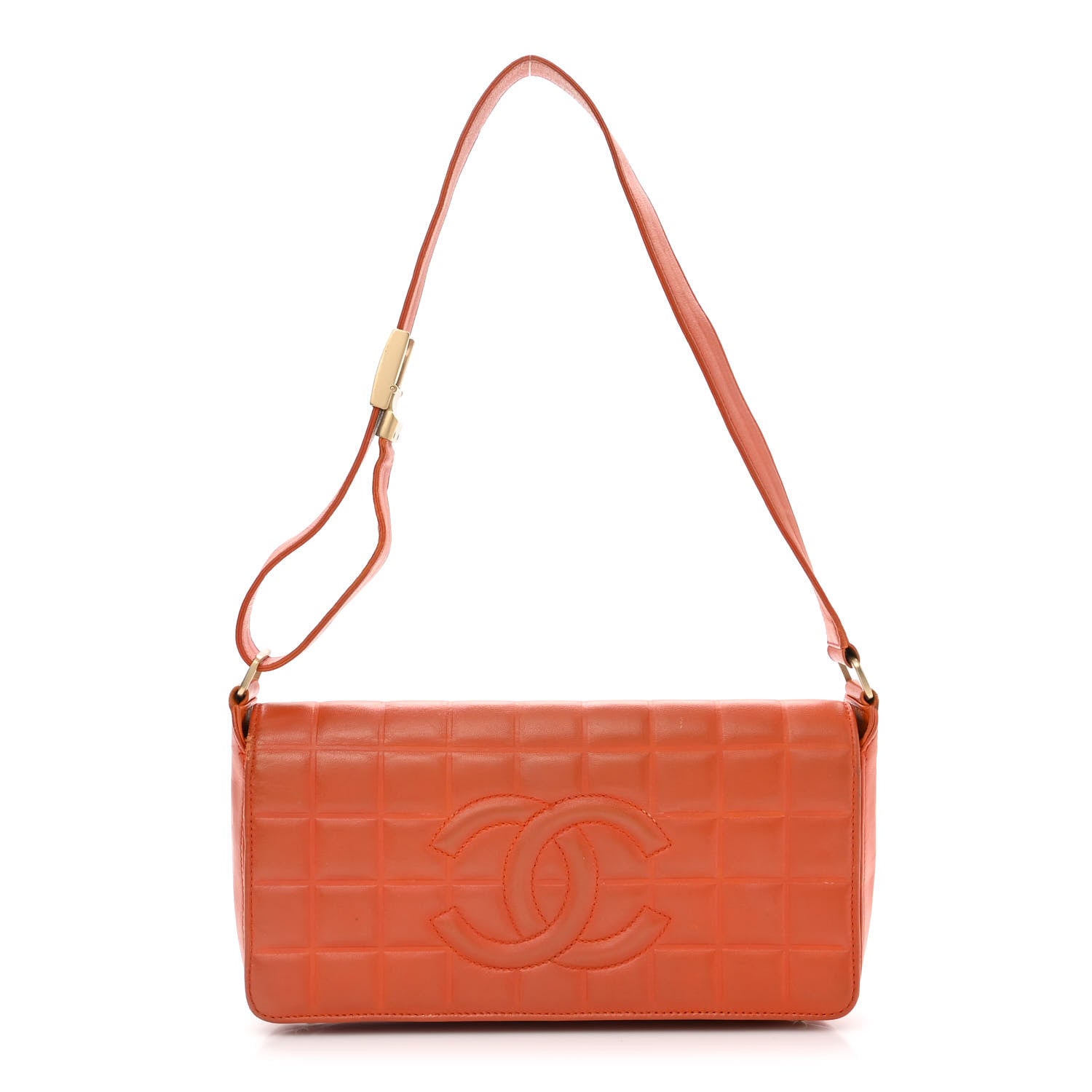 Chanel Lambskin Quilted CC Chocolate Bar Flap Orange 1 of 16