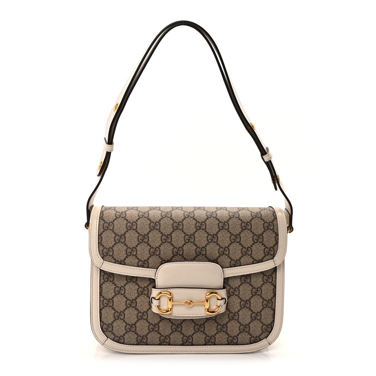Gucci GG Supreme Monogram Horsebit 1955 Shoulder Bag Beige Mystic White 1 of 8